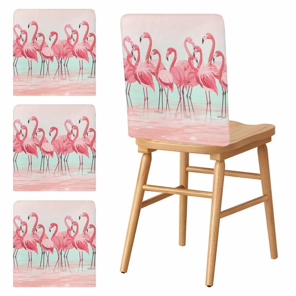 Chair Covers Set of 4 Pink Flamingo Chair Slipcover Protector Stretch Chair Covers Tropical Animal Ombre Teal Chair Back Covers for Dining Chairs Kitchen Dinner Home Party Decor
