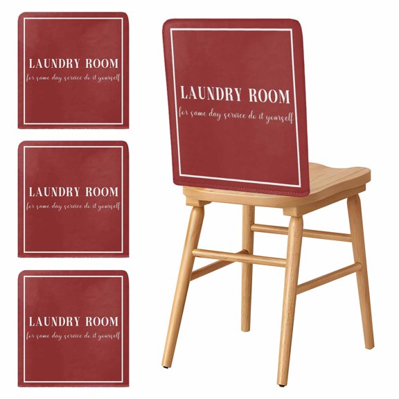 Chair Covers Set of 4 Red Laundry Room Chair Slipcover Protector Stretch Chair Covers Do It Yourself Chair Back Covers for Dining Chairs Kitchen Dinner Home Party Decor