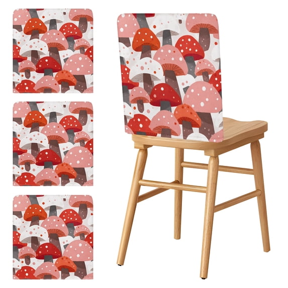 Chair Covers Set of 4 Red Pink Mushrooms Chair Slipcover Protector ...