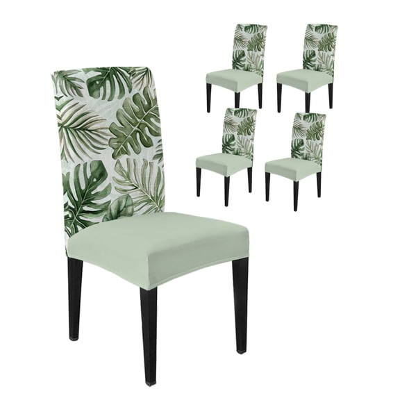 Chair Covers Set of 4, Summer Tropical Sun-kissed Foliage Removable Stretchable Parsons Chair Slipcovers Protector for Kitchen Dining Room, Palm Leaves