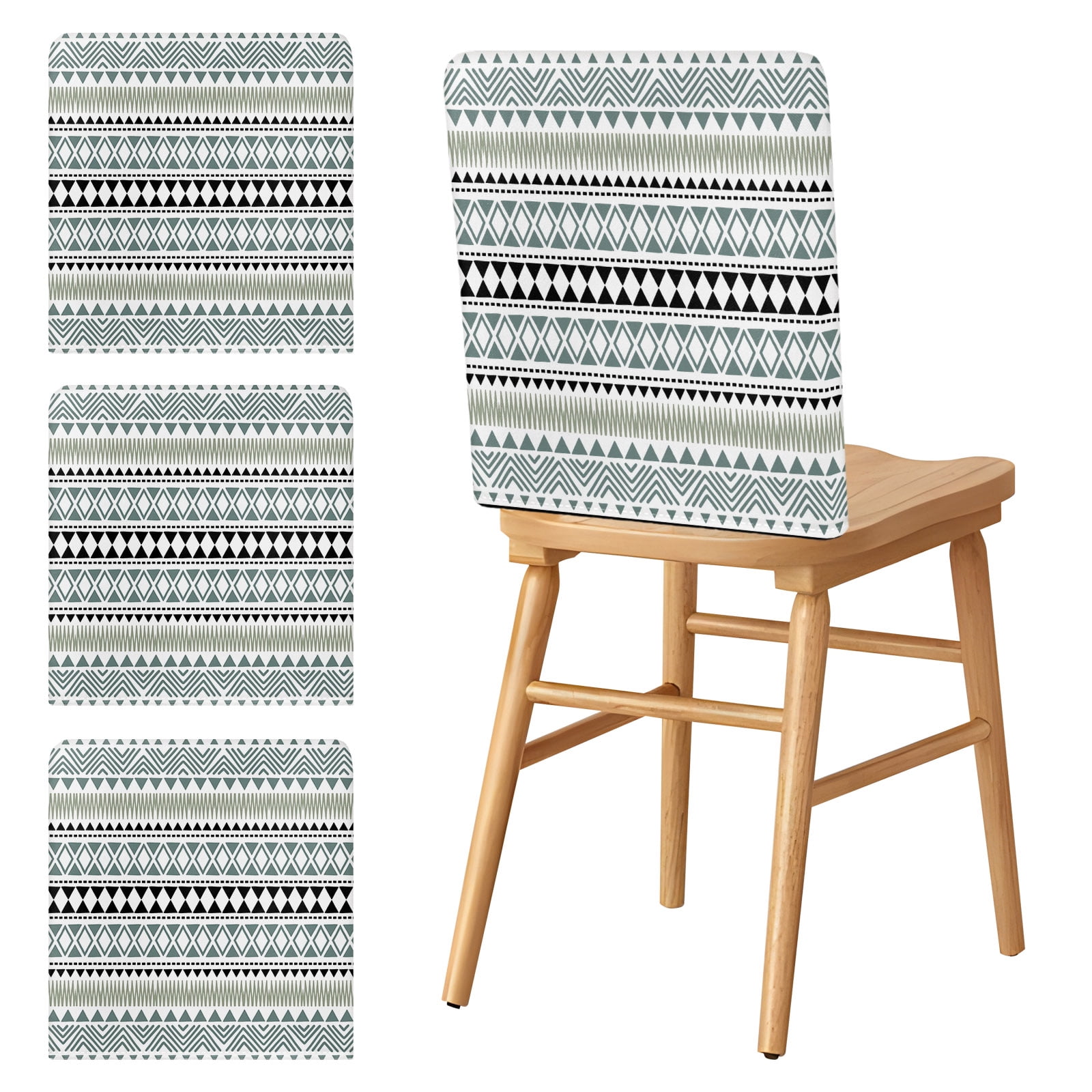 Chair Covers Set of 4 Teal Green Geometric Lines Chair Slipcover ...