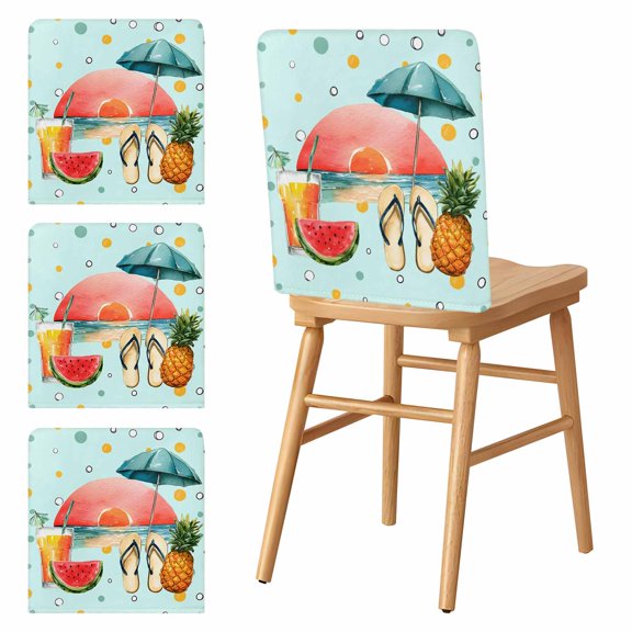 Chair Covers Set of 4 Tropical Summer Beach Sunset Chair Slipcover Protector Stretch Chair Covers Pineapple Watermelon Chair Back Covers for Dining Chairs Kitchen Dinner Home Party Decor