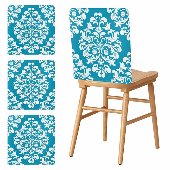Chair Covers Set of 4 Turquoise Flower Chair Slipcover Protector Stretch Chair Covers Classical Luxury Abstract Art Chair Back Covers for Dining Chairs Kitchen Dinner Home Party Decor