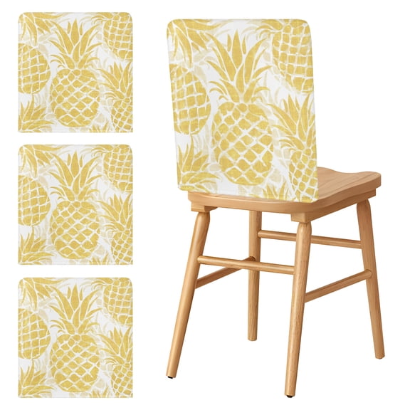 Chair Covers Set of 4 Yellow Pineapple Chair Slipcover Protector Stretch Chair Covers Summer Tropical Fruit Leaves Chair Back Covers for Dining Chairs Kitchen Dinner Home Party Decor