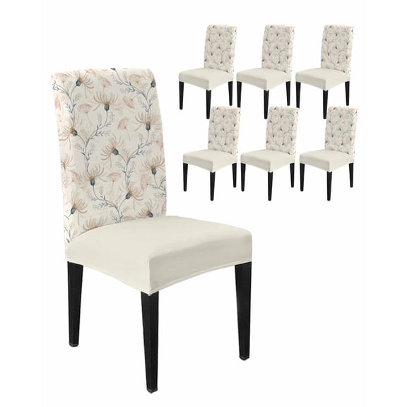 Chair Covers Set of 6, Abstract Flower Leaves Classical Floral Removable Stretchable Parsons Chair Slipcovers Protector for Kitchen Dining Room, Country Wildflower
