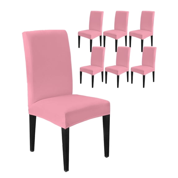 Chair Covers Set of 6, Minimalist Solid Pure Pink Removable Stretchable ...