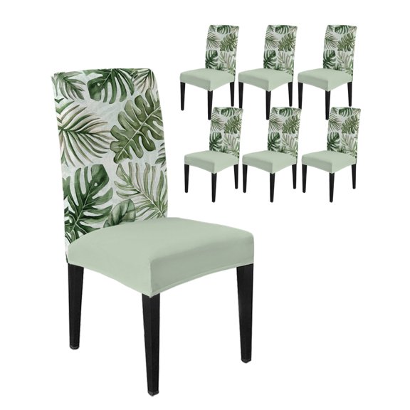 Chair Covers Set of 6, Summer Tropical Sun-kissed Foliage Removable Stretchable Parsons Chair Slipcovers Protector for Kitchen Dining Room, Palm Leaves