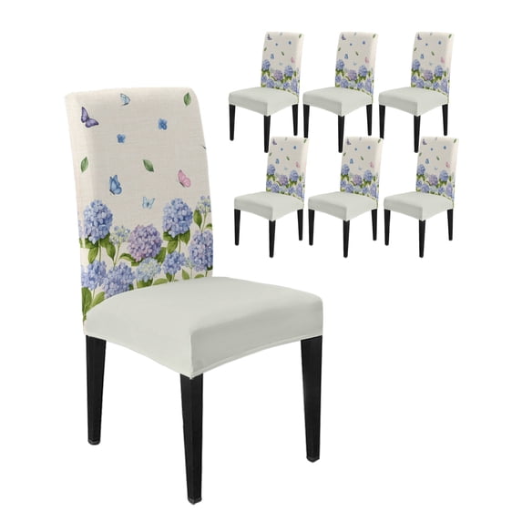 Chair Covers Set of 6, Vintage Farmhouses Purple Flowers Removable ...