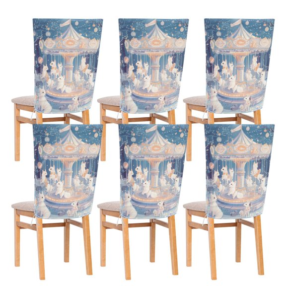 YAZAOO Chair Covers Set Home Kitchen Cartoon White Fox Party Decor Seat Back Cover Protector