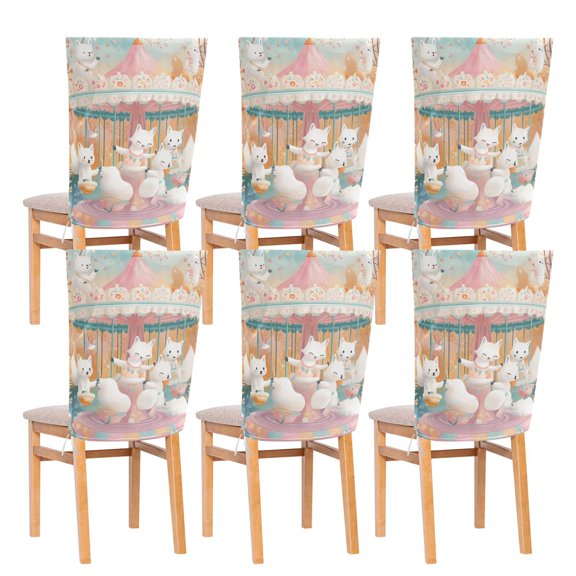 YAZAOO Chair Covers Set Home Kitchen Happy White Fox Party Decor Seat Back Cover Protector