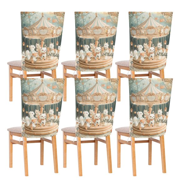 YAZAOO Chair Covers Set Home Kitchen Joyful White Fox Party Decor Seat Back Cover Protector
