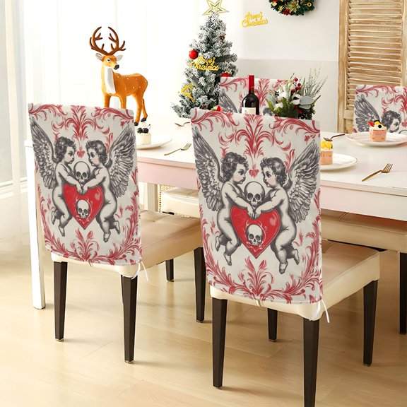 YAZAOO Chair Covers Set Home Kitchen Oil Pattern Of Angel Party Decor Seat Back Cover Protector