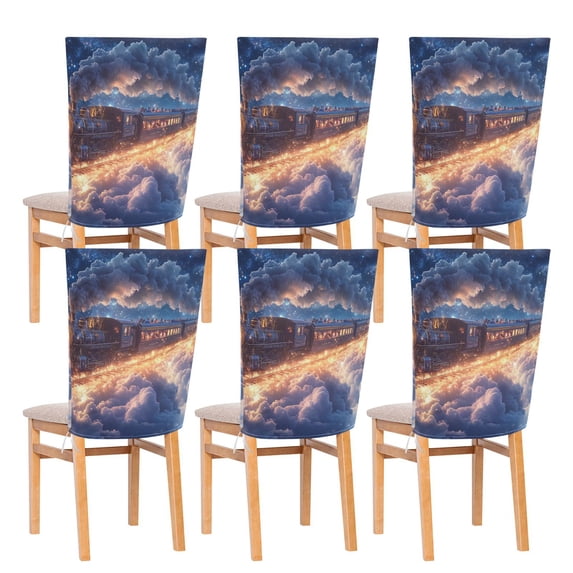 YAZAOO Chair Covers Set Home Kitchen Train Riding on Glowing Clouds Party Decor Seat Back Cover Protector