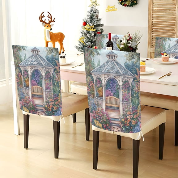 YAZAOO Chair Covers Set Home Kitchen Victorian Art Gazebo Painting Party Decor Seat Back Cover Protector