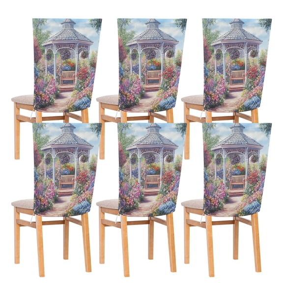 YAZAOO Chair Covers Set Home Kitchen Victorian Art Gazebo Printing Party Decor Seat Back Cover Protector