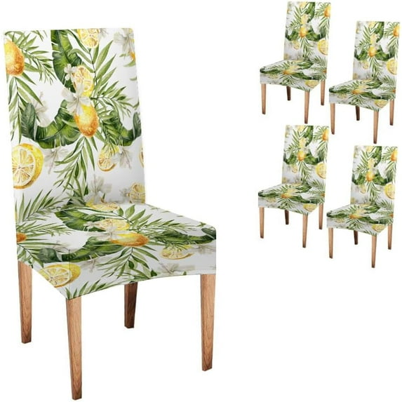 Chair Covers Set of 4 Lemon Slipcover Dining Chairs Covers Kitchen Chair Covers for Dining Chairs Living Room Restaurant Party Banquet