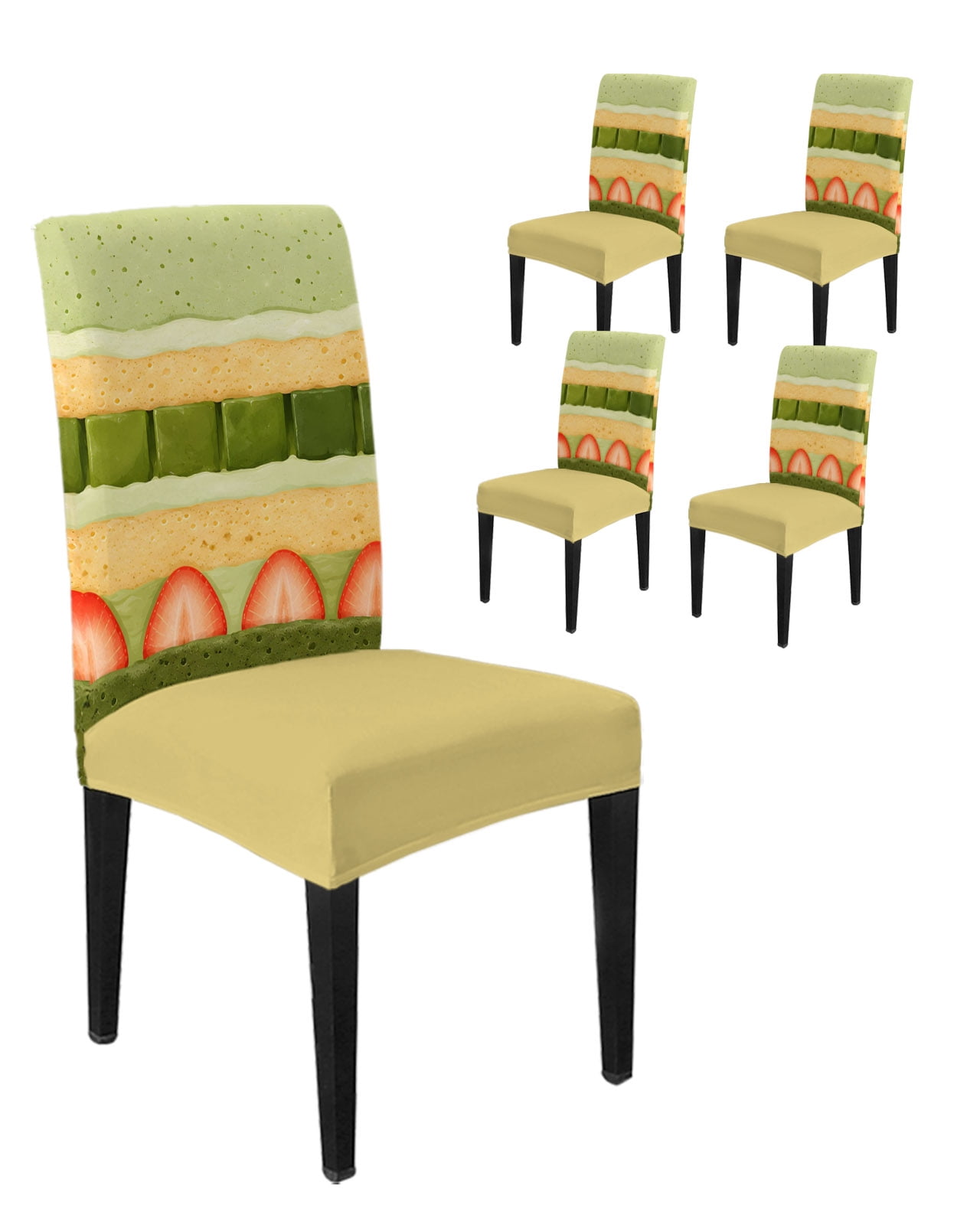 Chair Covers Set of 4, Matcha Cake Removable Stretchable Parsons Chair ...