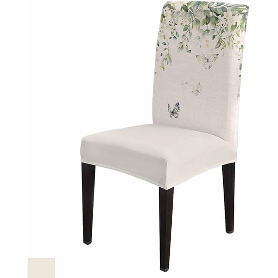 Chair Covers Set of 4, Summer Eucalyptus Leaf Sage Green, Removable Stretchable Parsons Chair Slipcovers Protector for Dining Room, Butterfly Spring