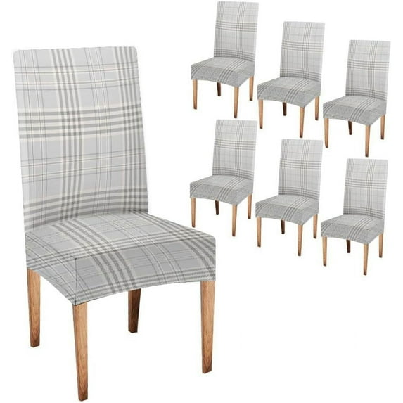 Chair Covers Set of 6 Abstract Plaid Elastic Chair Cover Kitchen Chair Protector Covers Washable Chair Cover for Living Room, Restaurant, Wedding