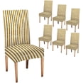 thumbnail image 1 of Chair Covers Set of 6, Gold Vertical Stripes Washable Chair Cover Elastic Chair Cover for Kitchen Home or Party, 1 of 4