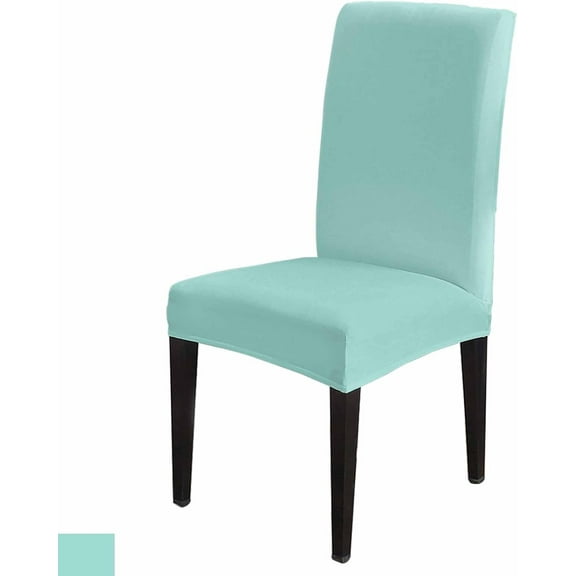 Chair Covers Solid Teal Color Dining Chair Slipcovers Light Cyan Stretch Removable Chair Seat Protector Party Decoration Set of 1