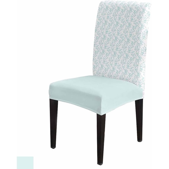 Chair Covers Teal Flower Dining Chair Slipcovers Floral Tree Branch Stretch Removable Chair Seat Protector Party Decoration Set of 6