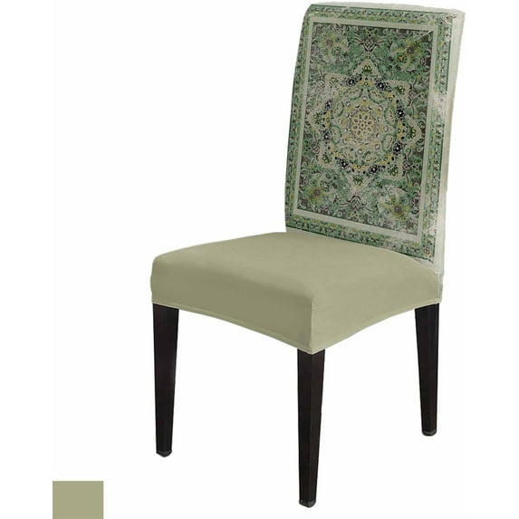 Chair Covers Vintage Green Floral Dining Chair Slipcovers Medieval Ethnic Style Turkish Texture Stretch Removable Chair Seat Protector Party Decoration Set of 4