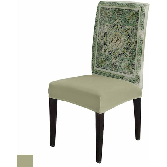 Chair Covers Vintage Green Floral Dining Chair Slipcovers Medieval Ethnic Style Turkish Texture Stretch Removable Chair Seat Protector Party Decoration Set of 4