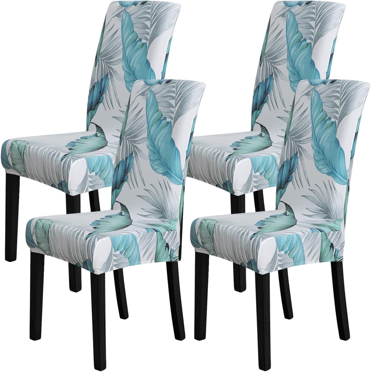 Chair Covers for Dining Chairs Set of 4,Blue Floral Stretch Dining Room ...