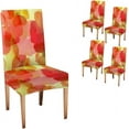 thumbnail image 1 of Chair Covers for Dining Chairs Set of 4 Red Flowers on The Yellow Chair Covers Kitchen Chair Covers for Dining Room Hotel Kitchen, 1 of 6