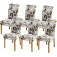 thumbnail image 1 of Chair Covers for Dining Chairs Set of 6,Beige Floral Stretch Dining Room Chair Cover Kitchen Parsons Chair Slipcovers (Pack of 6, Beige+Floral), 1 of 6