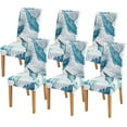 thumbnail image 1 of Chair Covers for Dining Chairs Set of 6,Blue Floral Stretch Dining Room Chair Cover Kitchen Parsons Chair Slipcovers (Pack of 6, Blue+Floral), 1 of 6