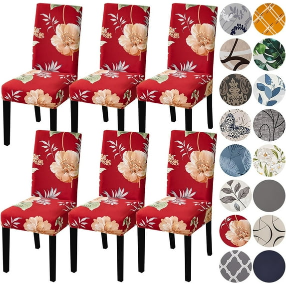 Chair Covers for Dining Room 6 Pack,Stretch Spandex Parsons Chair Slipcover Set of 6,Washable Anti-dust Chair Seat Covers for Kitchen,Wedding,Party