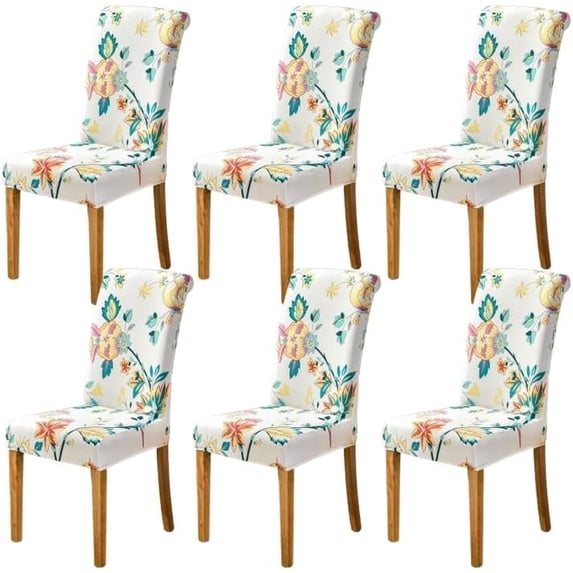 Chair Covers for Dining Room Printed Dining Chair Covers (Dream Flower, 6 PCS)