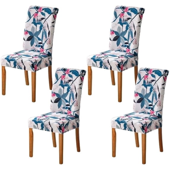 Chair Covers for Dining Room Printed Dining Chair Covers (Grass Jelly, 4 PCS)