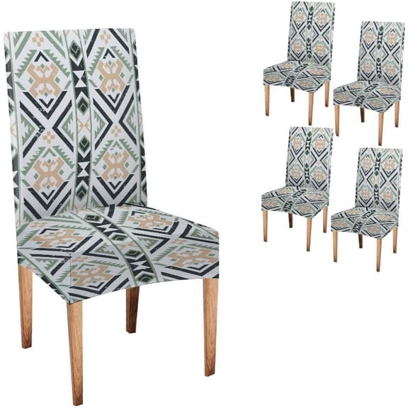 Chair Covers for Dining Room Set of 4 Aztec Abstract Geometric Background Stretch Dining Chair Cover Washable Kitchen Chair for Home