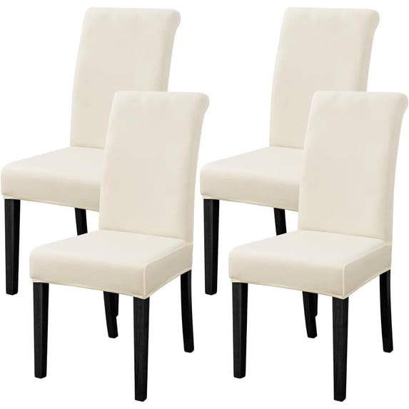 Chair Covers for Dining Room Set of 4 Pack Stretch Ivory Chair Slipcovers for Parson Chairs 4 Pieces Washable Removable
