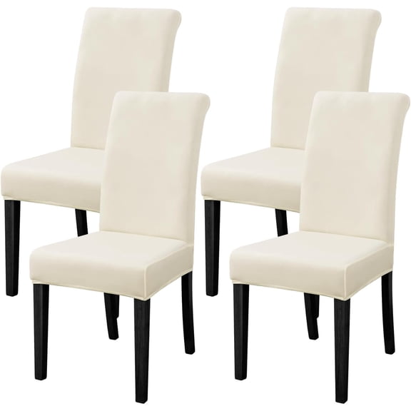 Chair Covers for Dining Room Set of 4 Pack Stretch Ivory Chair Slipcovers for Parson Chairs 4 Pieces Washable Removable