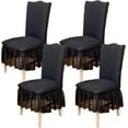 thumbnail image 1 of Chair Covers for Dining Room Set of 4 Stretch Chair Slipcovers with Skirt Removable Washable Kitchen Chair Protector Cover (Black, 4pcs), 1 of 10