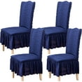 thumbnail image 1 of Chair Covers for Dining Room Set of 4 Stretch Chair Slipcovers with Skirt Removable Washable Kitchen Chair Protector Cover (Blue, 4pcs), 1 of 14