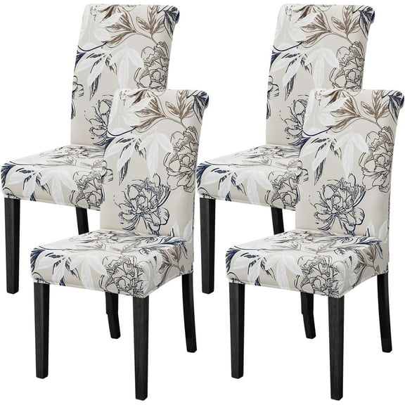 Chair Covers for Dining Room Set of 4,Stretch Kitchen Chair Slipcover 4 Pieces, Parson Chair Cover 4 Pack, Washable and Removable (Elegant Flowers)