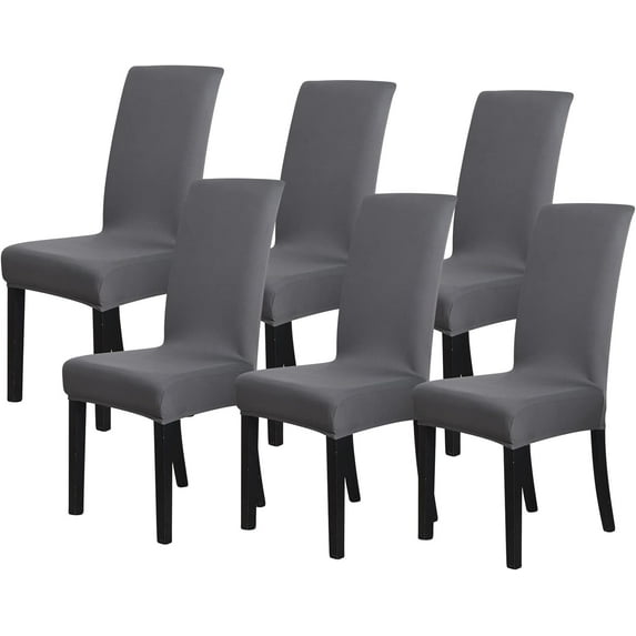Chair Covers for Dining Room Set of 6 Pack Stretch Dark Grey Chair Slipcovers for Parson Chairs 6 Pieces Washable Removable