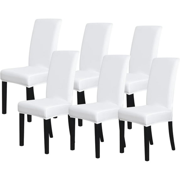 Chair Covers for Dining Room Set of 6 Pack Stretch White Chair Slipcovers for Parson Chairs 6 Pieces Washable Removable