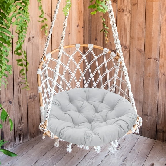 Chair Cushion 20inch Egg Chair Cushion Patio Chair Mat Water Resistant Comfortable Hanging Chair Cushion for Outdoor Light Gray