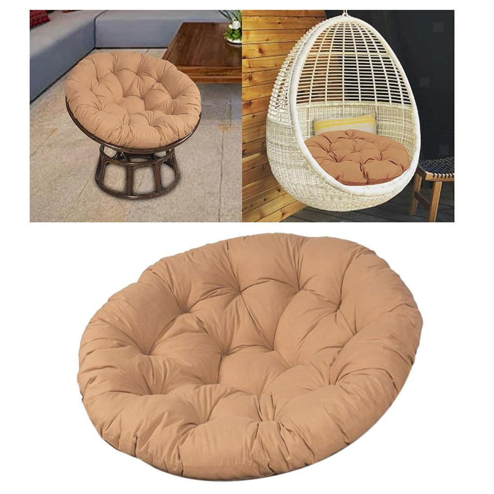 Chair Cushion 24inch Egg Chair Cushion Hanging Chair Cushion Washable Stylish Patio Chair Mat for Rocking Chair Seats, Khaki