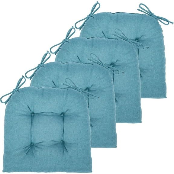 Chair Cushion, 4 Pack Chair Cushions for Dining Chairs, Chair Pads and Mat with Ties for Indoor Kitchen Seat and Desk (4 Count - 17 x 16 in, Teal)