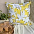 thumbnail image 1 of Chair Cushion Cover, 22x22 inch (55x55 cm) Pillow Cover, Yellow Pillow Cover, Ribbon Leaf Tropical Theme Throw Pillow Cover, Art Silk Square Throw Pillow Cover, Floral - White Leaves, 1 of 10