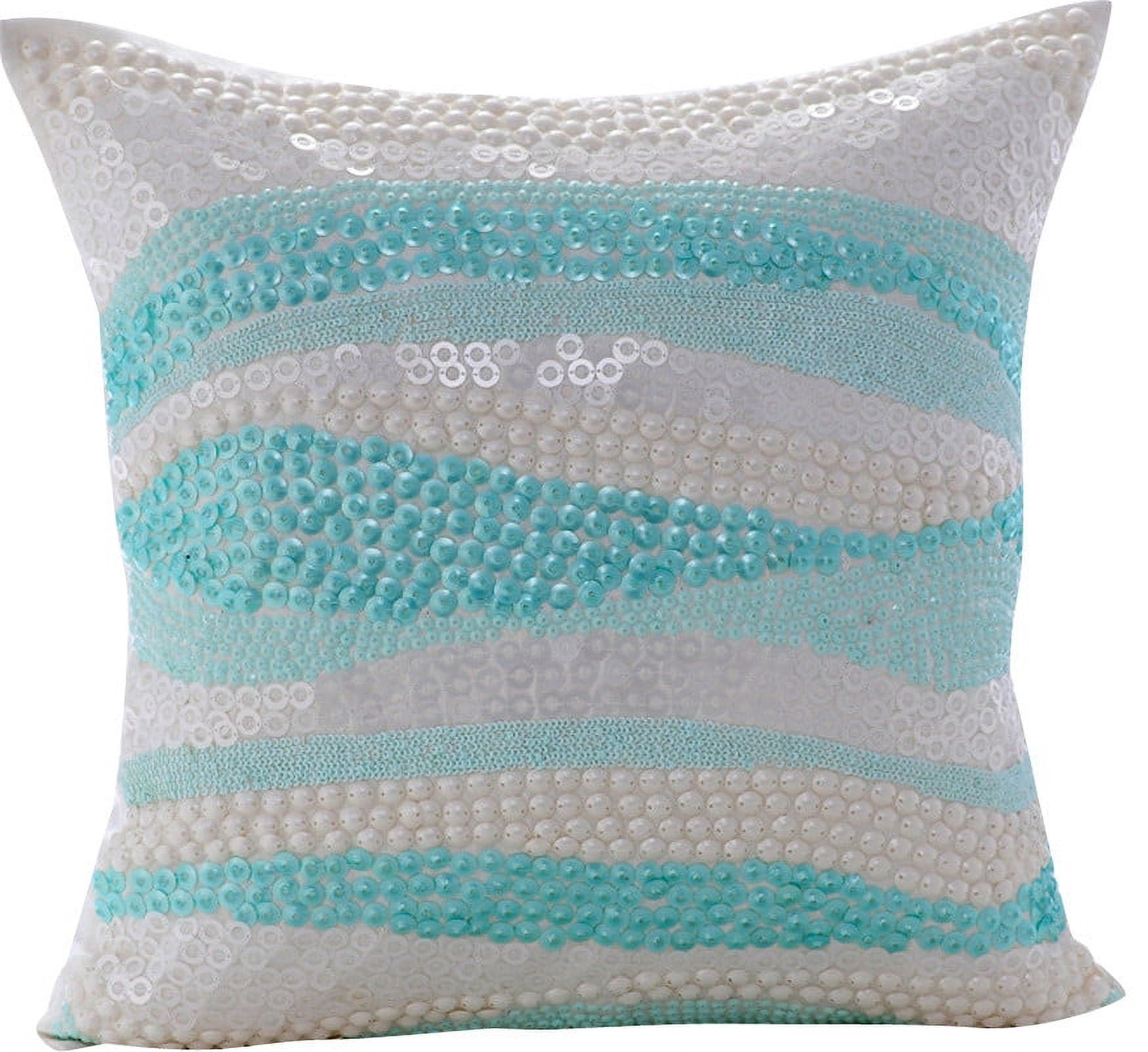 Chair Cushion Cover, Cushion Cover&nbsp;For Couch, Decorative Pillow Covers 12x12 inch (30x30 cm) Blue, Silk Throw Pillow Covers, Handmade Pillow Covers, Modern, Abstract - Frozen In Time