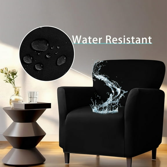 Chair Cushion Covers,Chair Cover,Waterproof Chair Covers,Armchair for Living Room, Small Accent Chair Covers with Arms, Stretch Slipcovers for Chairs Furniture Protector for Home(Black)