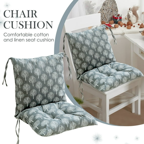Chair Cushion For Dining Chairs, Kitchen Chair Pads With Removable Backrest And Ties, Non Slip Thick Seat Cushion Made Of High Quality Cotton Linen Fabric Filled With Pp Cotton